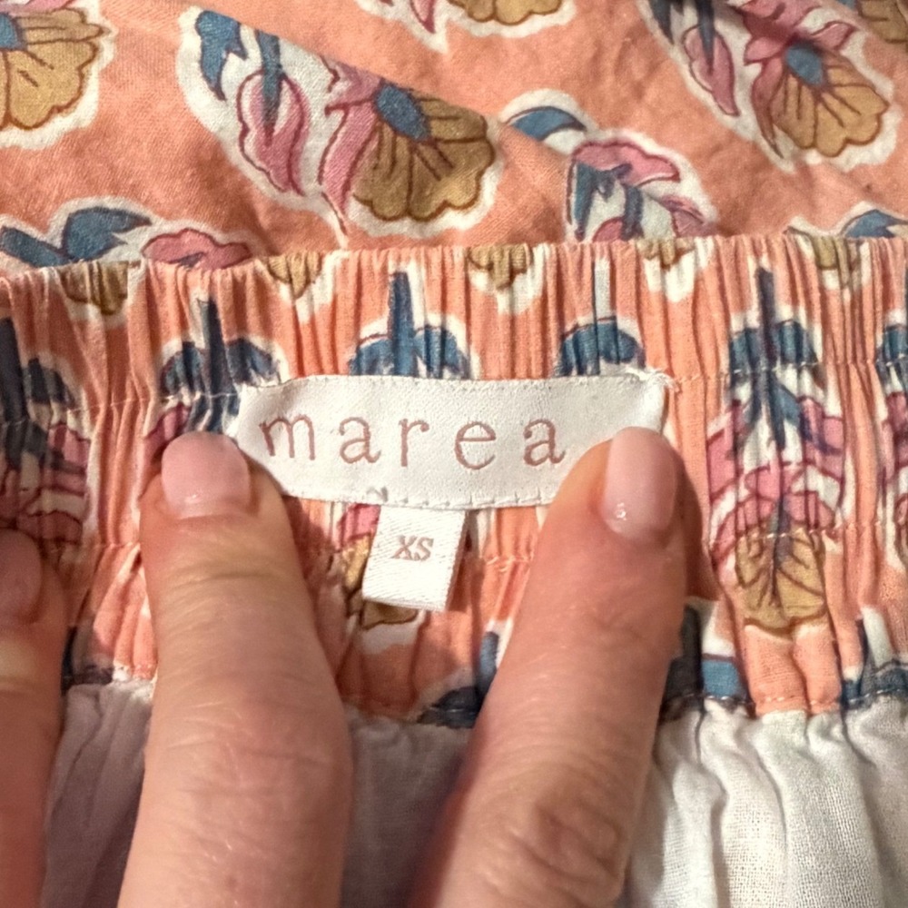 Marea by Liz Joy | Beautiful Peach Pink Floral Lined Skirt Sz XS - Picture 3 of 8